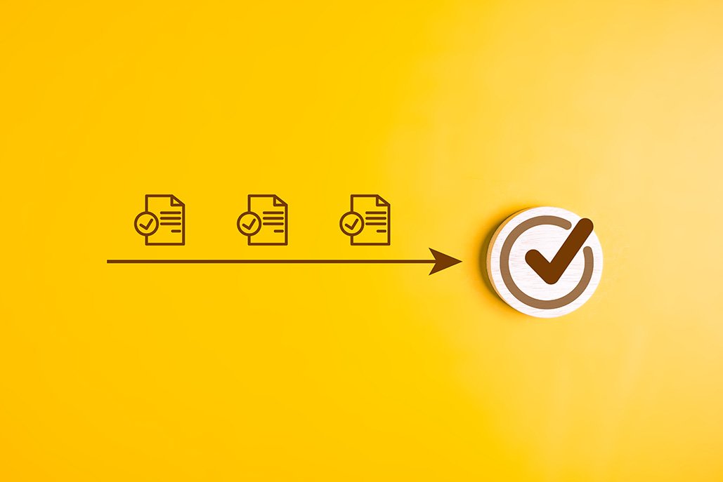 E-discovery tips, checklist icons and magnifying glass for digital review